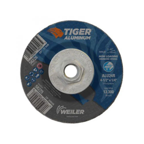 Weiler 58226 GW-4.5 X 1/4 X 5/8-11 ALU T27 Tiger Aluminum Grinding Wheels - Moutools