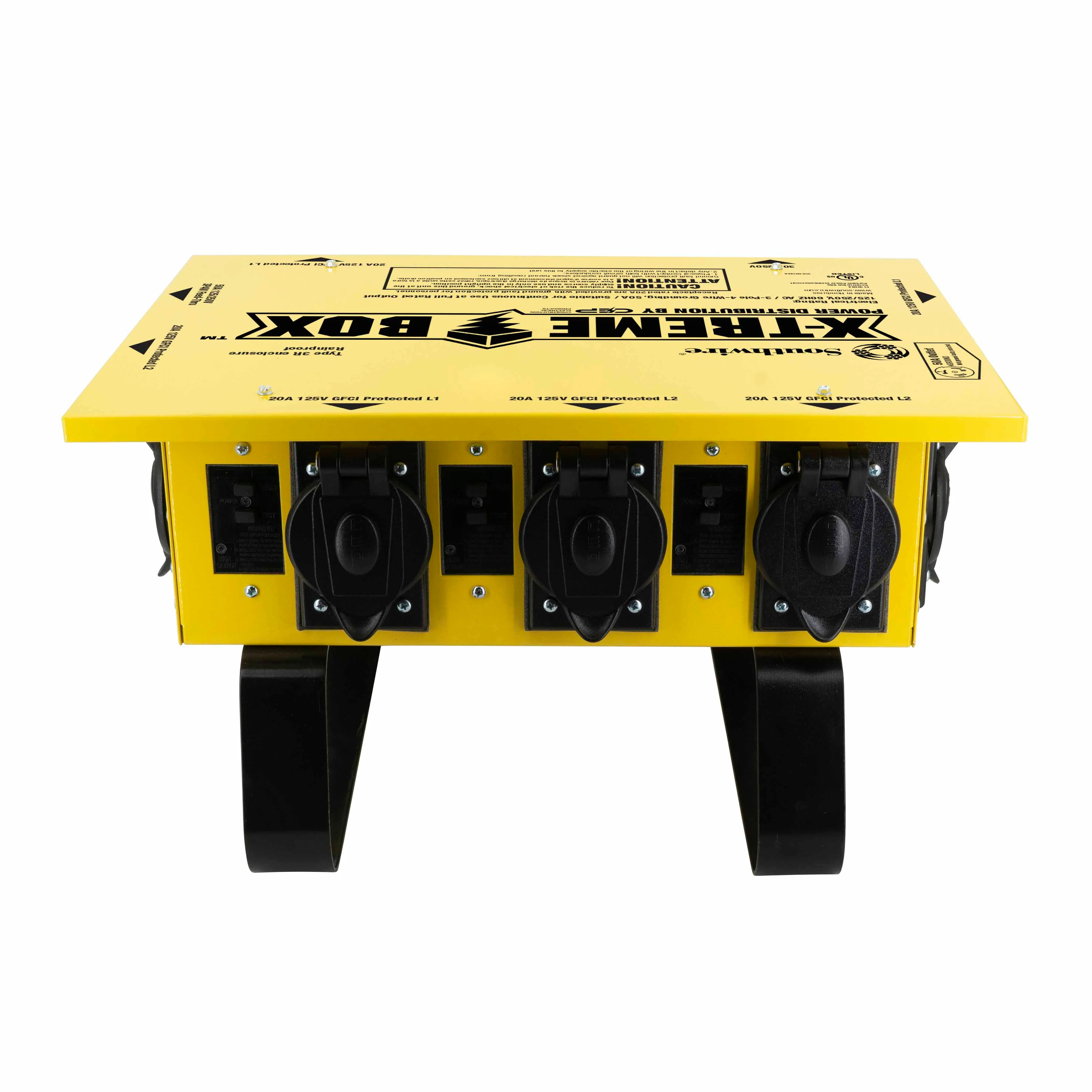 Southwire 6506TLSX 50A Temporary Power Distribution Box X-Treme Box 6-Twist Lock Sled Base - Moutools