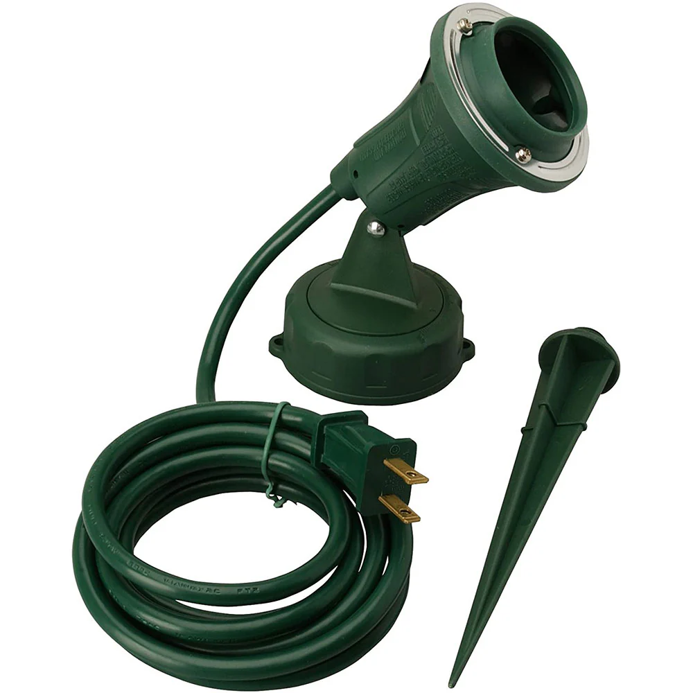 Woods 430 Outdoor Floodlight Fixture With Stake (6-Feet cord, 120V, Green) - Moutools