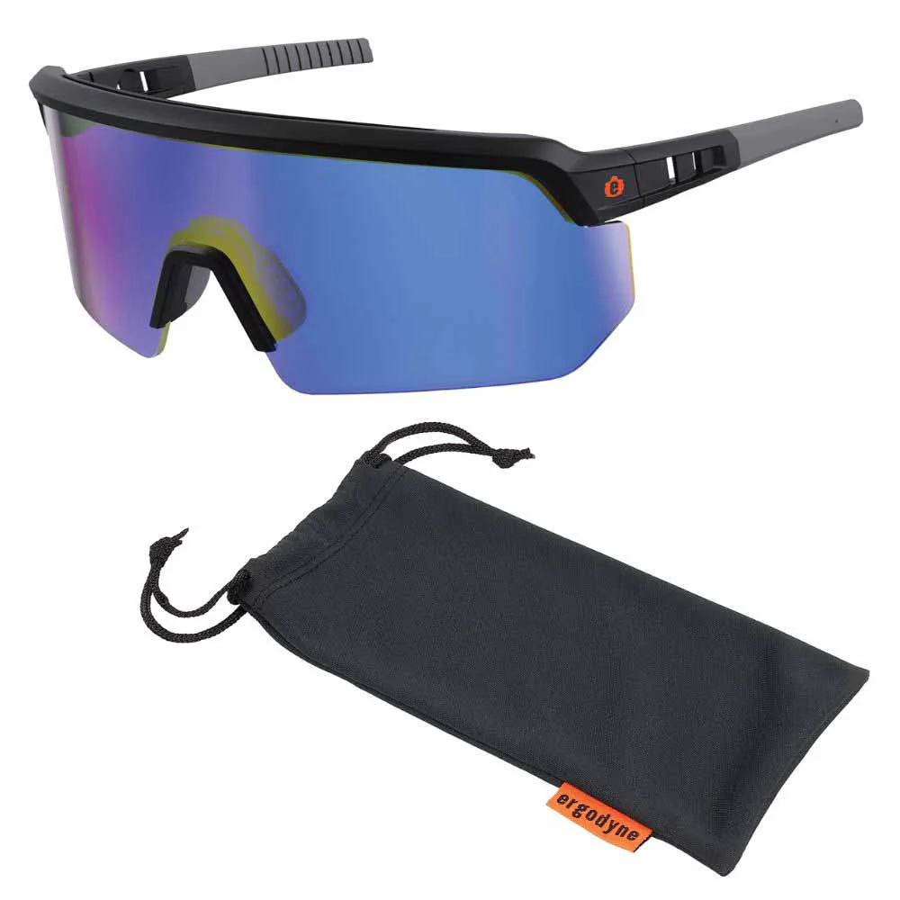 Ergodyne 55007 AEGIR-MI Matte Black Frame Blue Mirror Lens Safety Glasses - Moutools