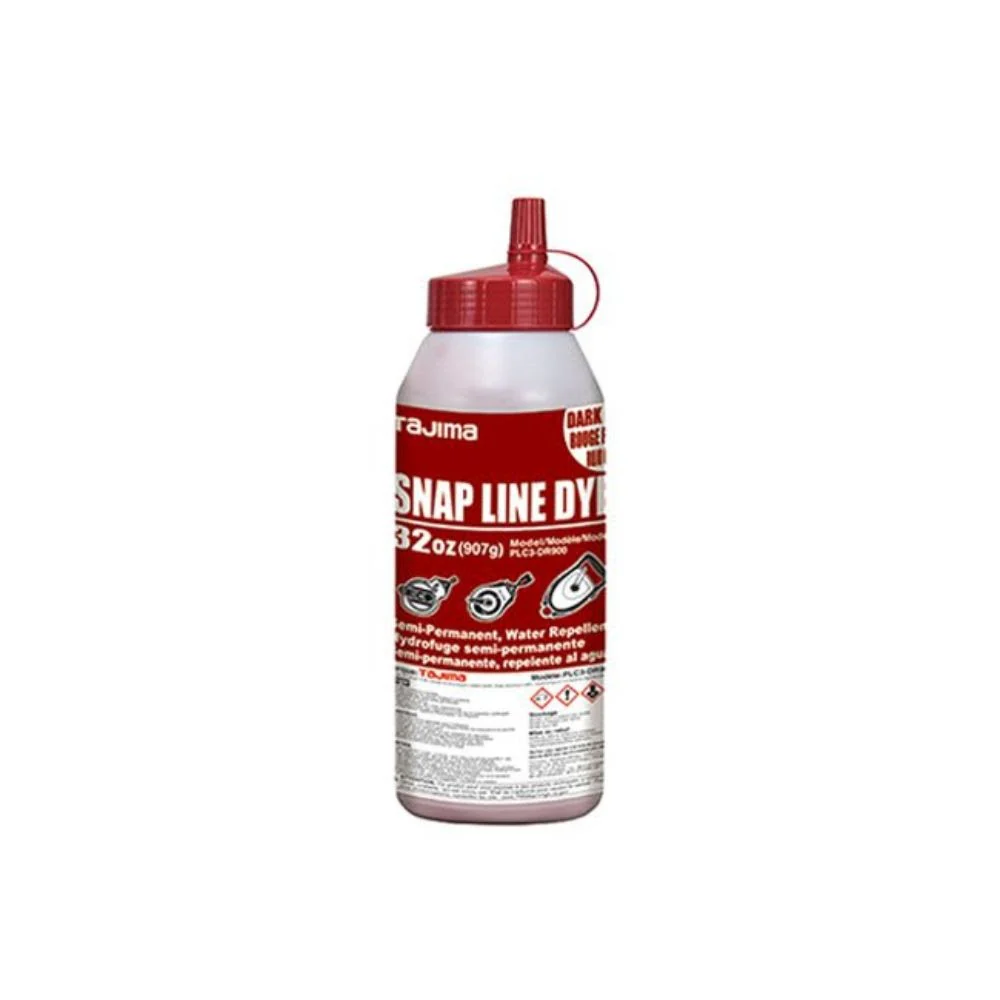 Tajima PLC3-DR900 Snap Line Dye, Permanent Marking Chalk with Easy Fill Nozzle, 907g/32 oz., Dark Red - Moutools