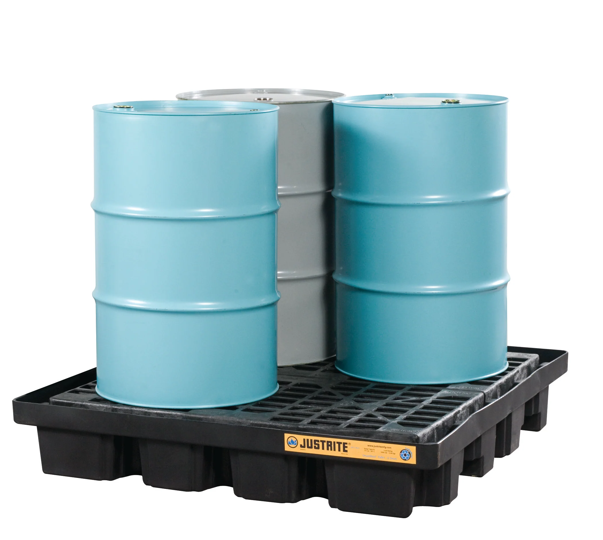 Justrite 28673 4-Drum Low Line Pallet - Black - Moutools