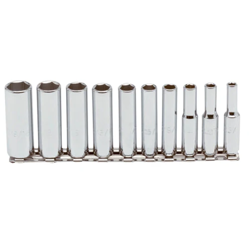 Proto J47102 1/4 Drive 10 Pc. Deep Socket Set - 6 Point - Moutools