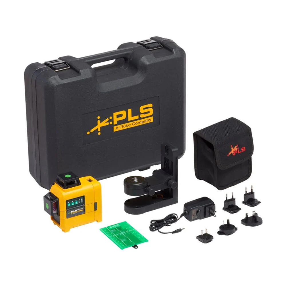 PLS 3X360G KIT 3X360 Green line laser level, RBP5, Case and Bracket - Moutools