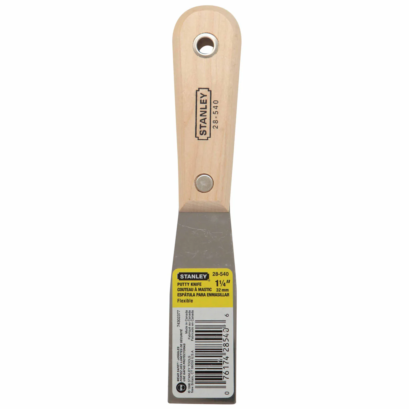 Stanley 28-540 Wood Handle Flexible Putty Knife - 1-1/4