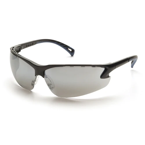Pyramex SB5770D Venture 3 Eyewear Silver Mirror Lens with Black Frame - Moutools