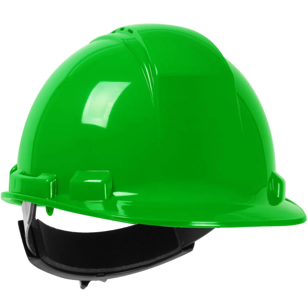 PIP 280-HP241RV-45 Whistler Vented, Cap Style Hard Hat with HDPE Shell, 4-Point Textile Suspension and Wheel Ratchet Adjustment - Lime - Moutools