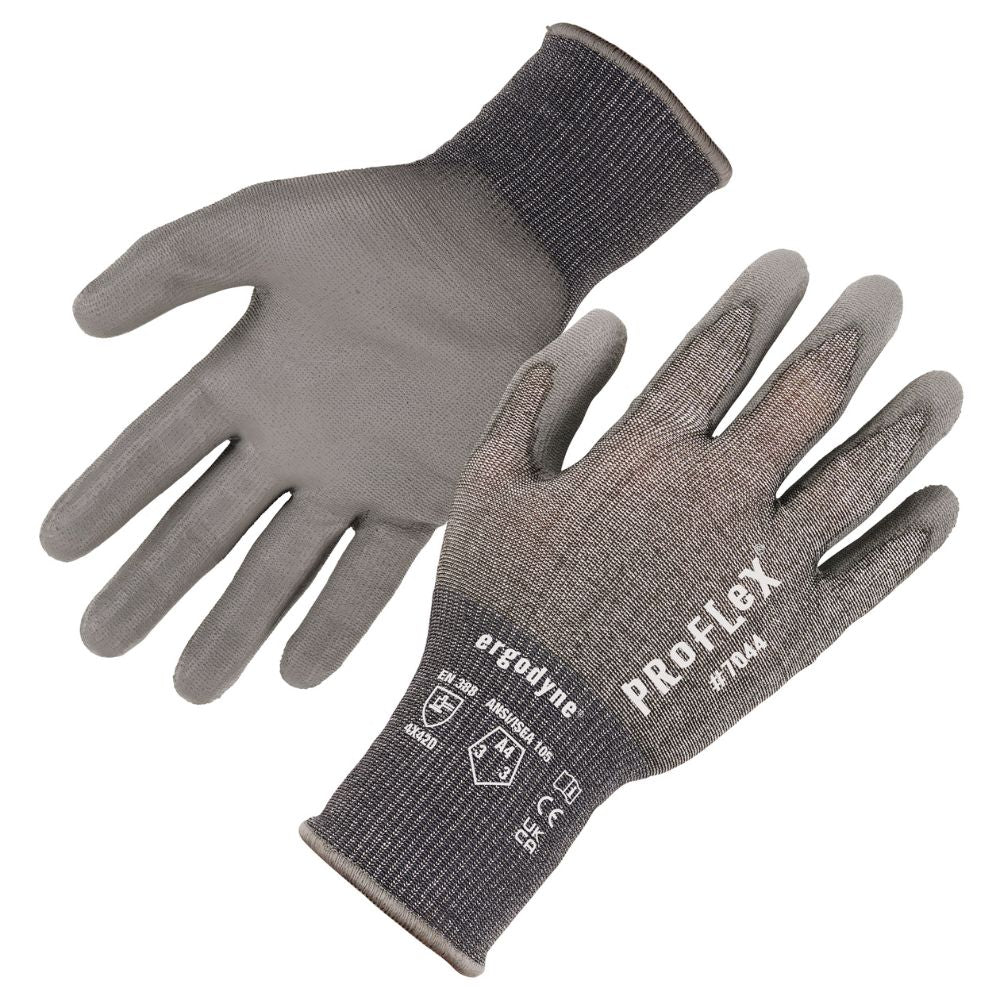 Ergodyne 10495 #7044 1-pair XL Gray ANSI A4 PU Coated CR Gloves - Moutools