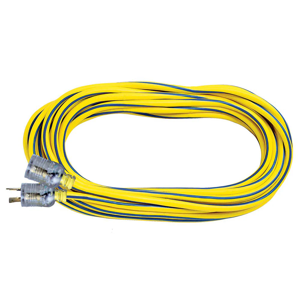 VOLTEC 05-00131 100' 12/3 Extension Cord 300V Yellow and Blue with Clear Ends - Moutools