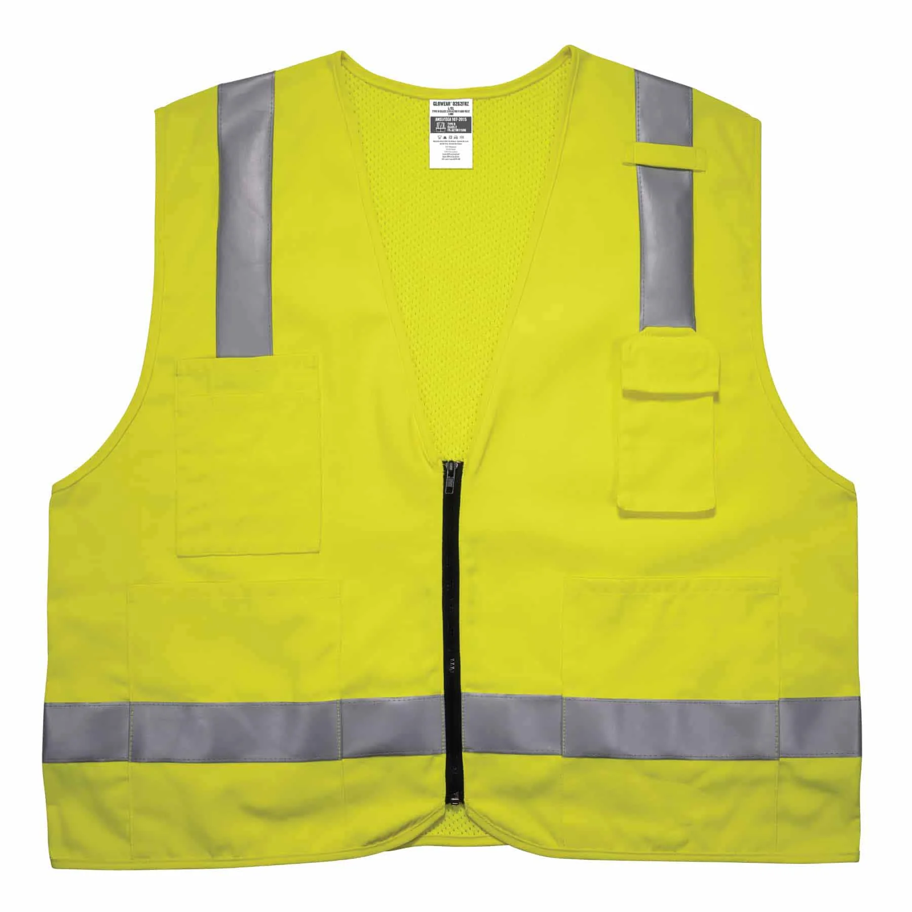 Ergodyne 21485 8262FRZ L/XL Lime Class 2 FR Surveyor Vest - Zipper - Moutools