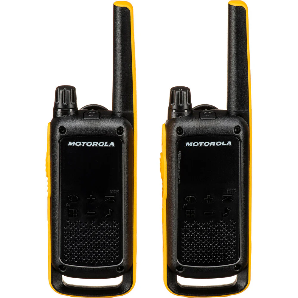 Motorola T470 Talkabout FRS/GMRS Two-Way Radios (2-Pack, Black & Yellow) - Moutools