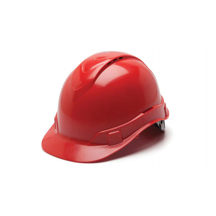 Pyramex HP44120V Ridgeline Vented Cap Style Hard Hat, 4 Pt Ratchet Suspension, Red - Moutools