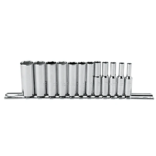 Proto J47202 1/4 Drive 12 Pc. Metric Deep Socket Set - 6 Point - Moutools