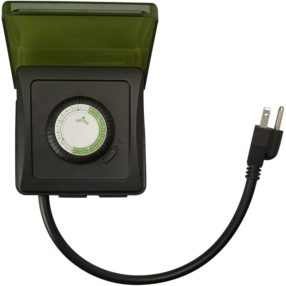 Woods 50012WD Outdoor 24-Hour Heavy Duty Mechanical Plug-In Timer, 2 Grounded Outlets - Moutools