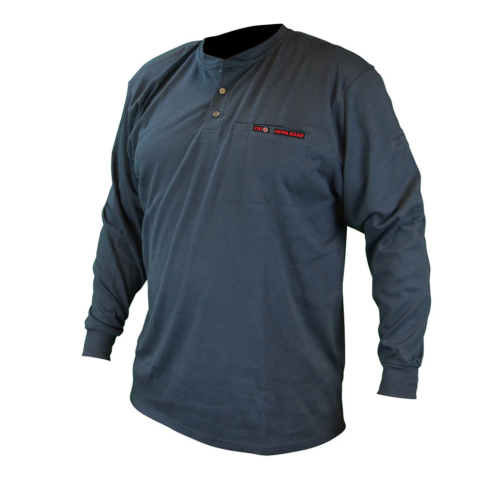 Radians FRS-002N-L FR Men's Knit Long Sleeve Henley, Workwear Navy, L - Moutools