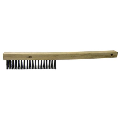 Weiler 25201 Vortec Pro Hand Wire Scratch Brush, .012 Steel Fill, Curved Handle, 4 x 19 Rows - Moutools
