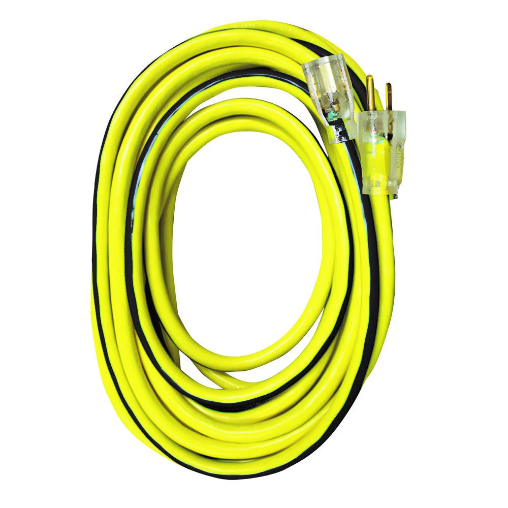 VOLTEC 05-00366 100ft 12/3 SJTW Yellow/Blue Ext Cord w/Lighted Ends - Moutools