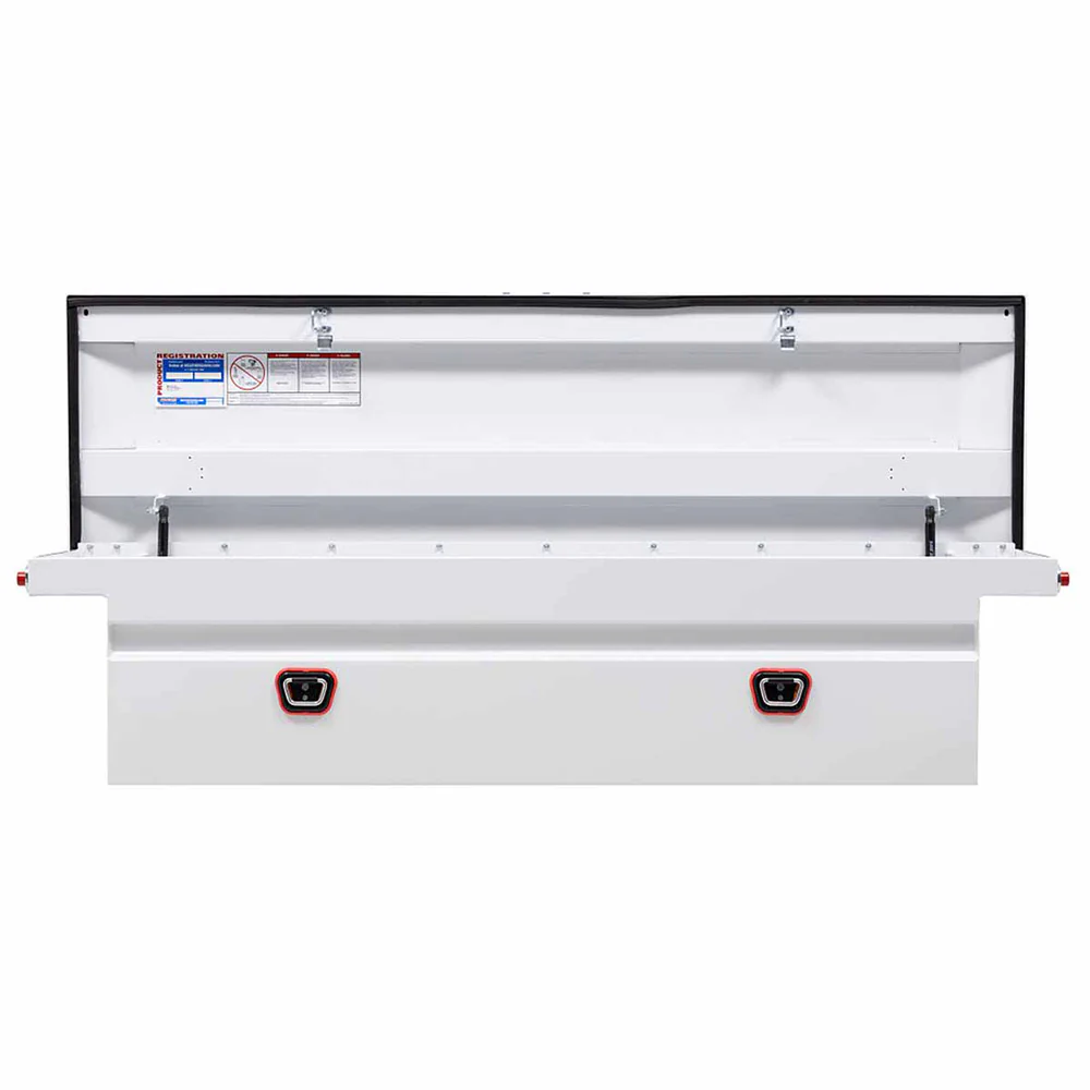 Weather Guard 120-3-03 Model 120-3-03 Saddle Box, Steel, Full Low Profile, White, 10.6 Cu. Ft. - Moutools