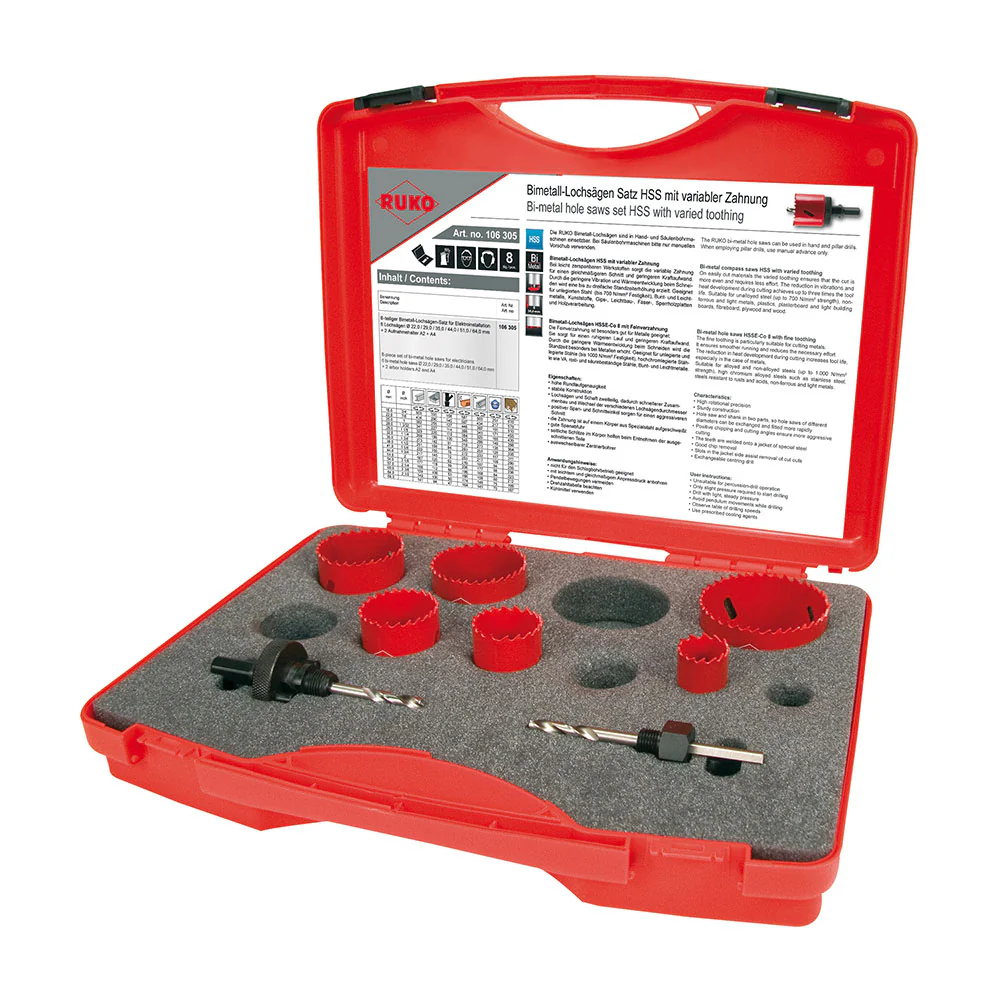 Rothenberger 106305 8 Piece HSS Set of Bi-Metal Hole Saws - Moutools