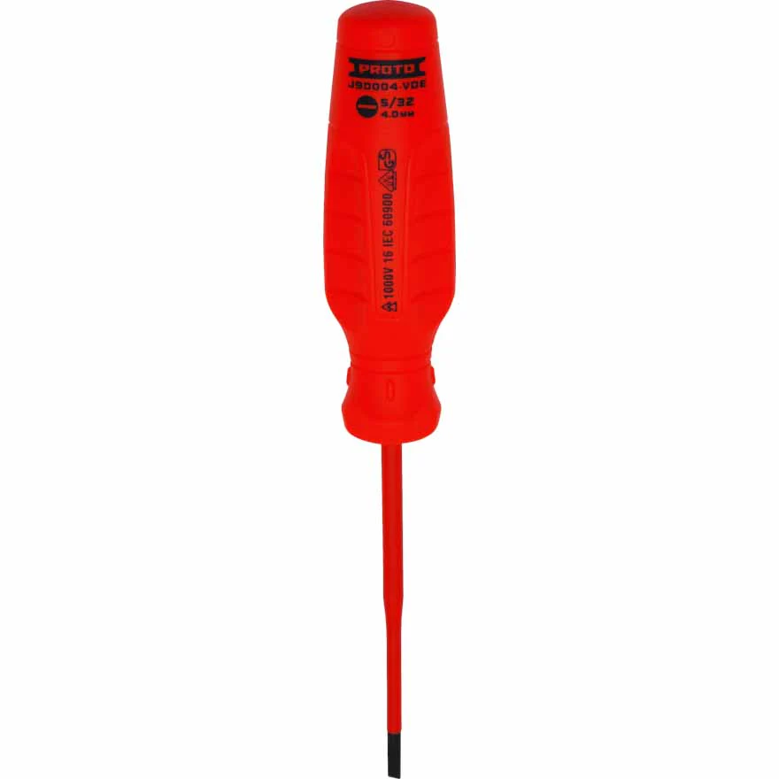Proto J90004-VDE VDE Insulated Cabinet Screwdriver- 5/32 X 4