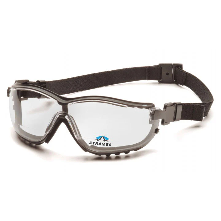 Pyramex GB1810STR25 V2G Clear +2.5 H2X Anti-Fog Reader Lens Safety Goggles with Black Strap/Temples - Moutools