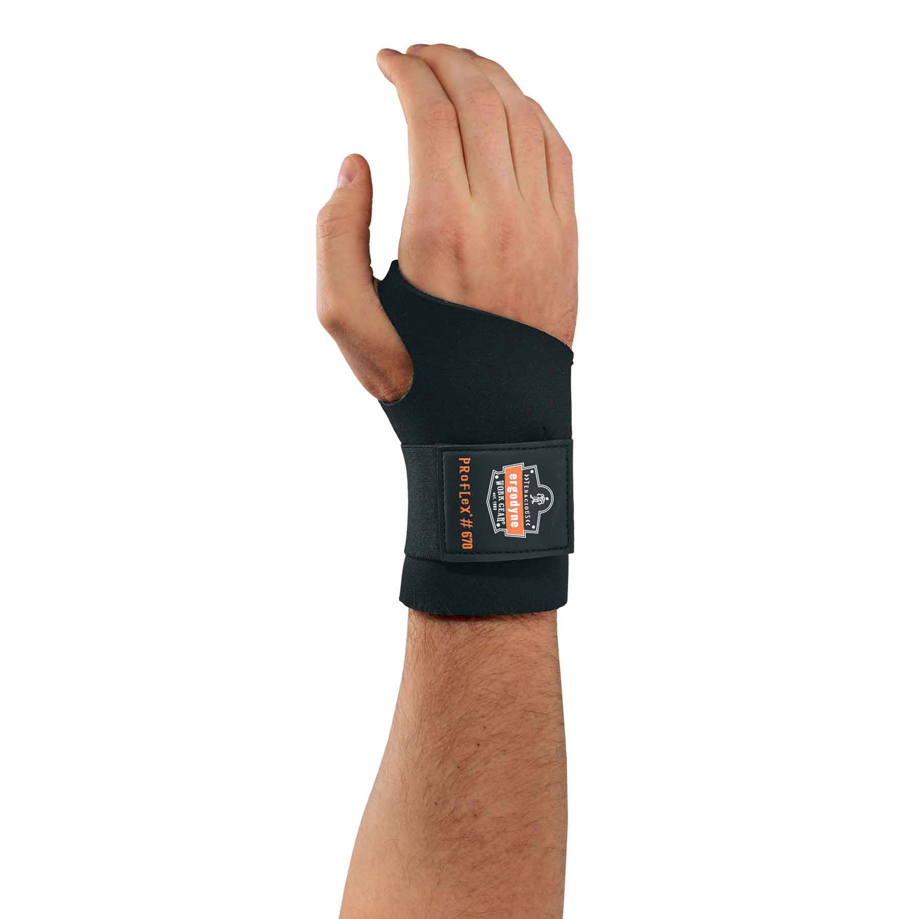 Ergodyne 16612 ProFlex 670 Ambidextrous Single Strap Wrist Support, Small, Black - Moutools