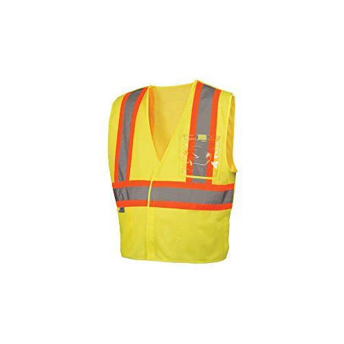 Pyramex RVHL2710BRM Safety Vest - Hi-Vis Lime with 5 Point Break - Size Medium - Moutools