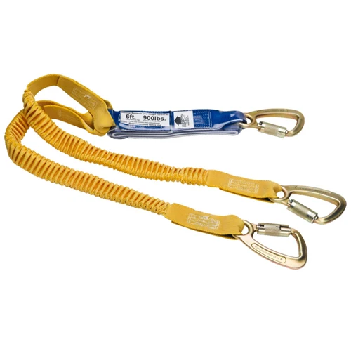Werner C442300 DeCoil Twinleg Lanyard (DCell Shock Packs, 3 Carabiners) - 6' - Moutools