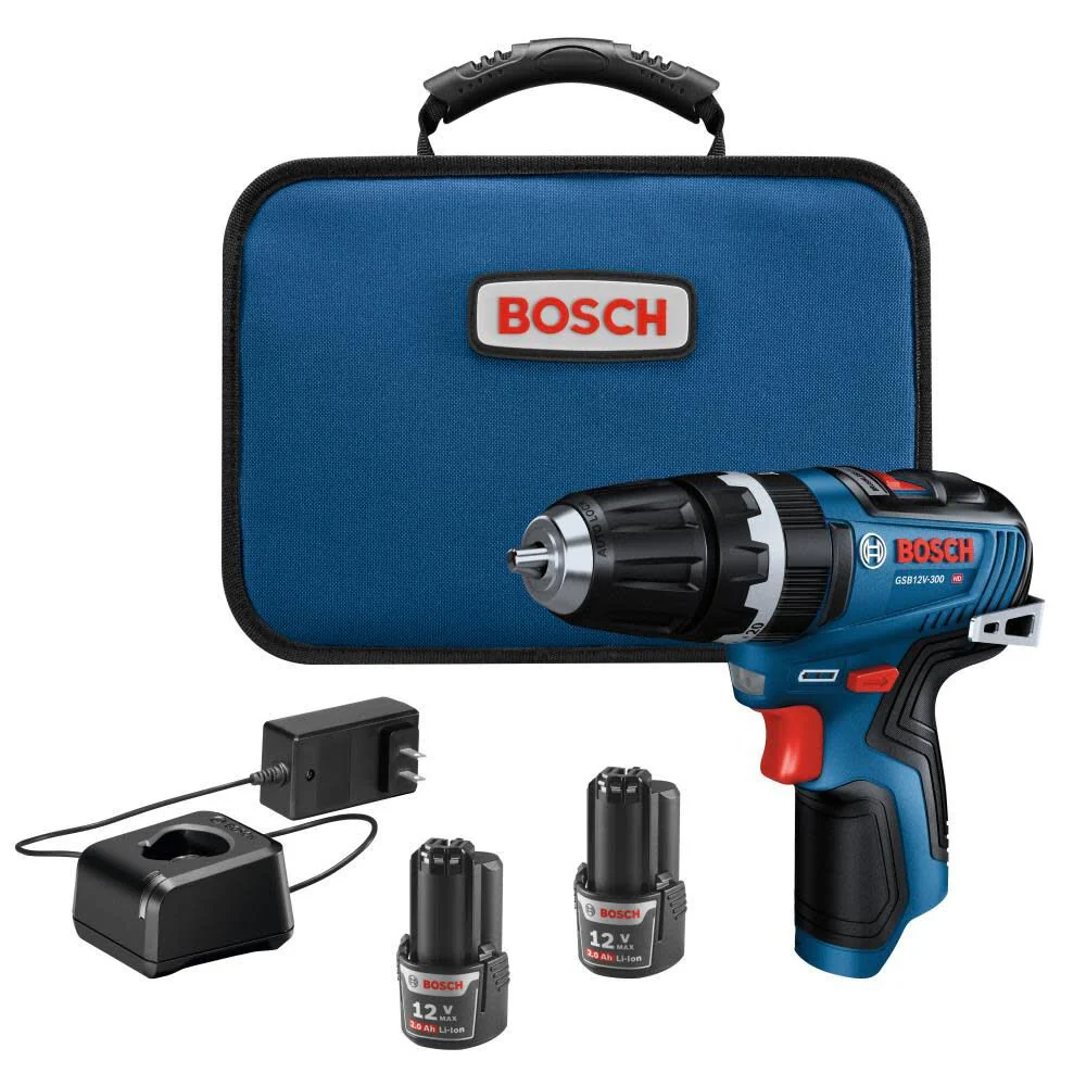 Bosch GSB12V-300B22 12V Max Brushless 3/8 In. Hammer Drill/Driver Kit with (2) 2.0 Ah Batteries - Moutools