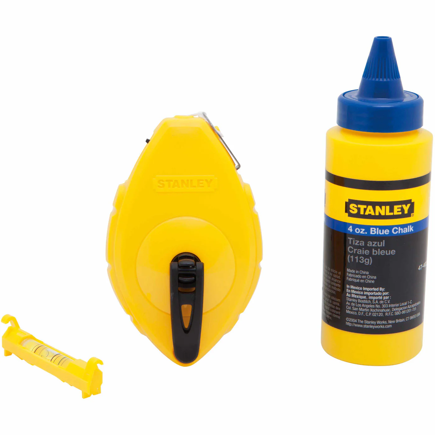 Stanley 47-443 Chalk Reel w/ 4 Oz Blue Chalk & Line Level - Moutools