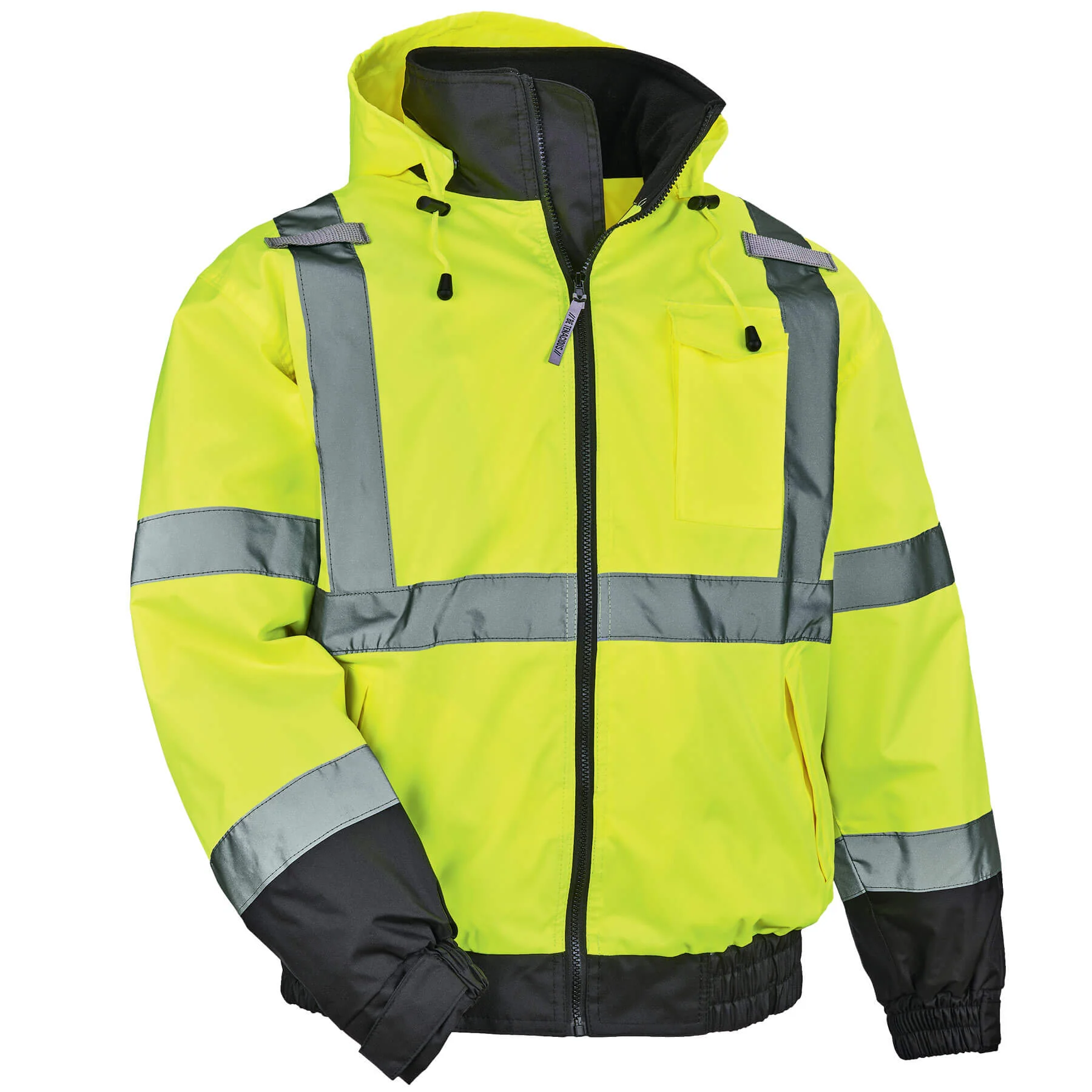 Ergodyne 24474 GloWear 8379 Type R Class 3 Fleece Lined Bomber Jacket, Large, HV Lime - Moutools