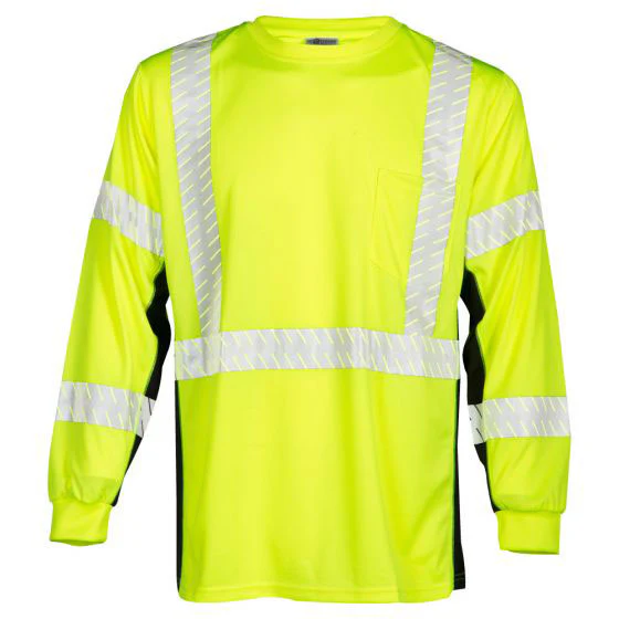 ML Kishigo 9134-S Lime Class 3 Black Series Long Sleeve T-Shirt, Small - Moutools