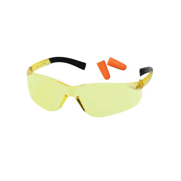 Pyramex PYS2530SDP Ztek Safety Glasses with Amber Lens and DP1000 Disposable Earplugs, NRR 31dB - Moutools