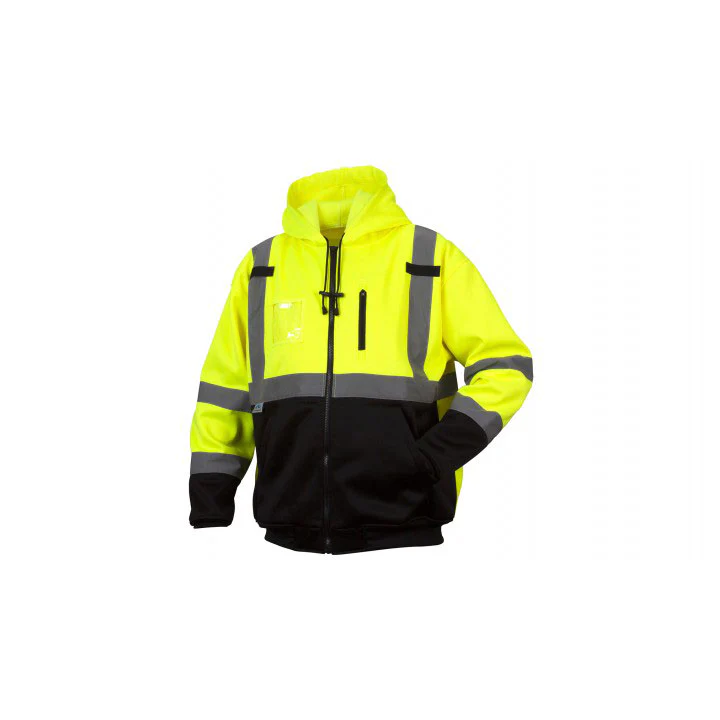 Pyramex RSZH3310X5 Class 3 Premium Zipper Sweatshirt In Lime - 5X Large - Moutools