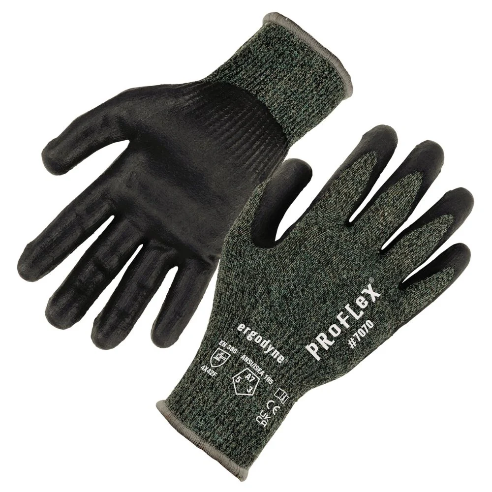 Ergodyne 18044 #7070 1-pair L Green ANSI A7 Nitrile Coated CR Gloves - Moutools