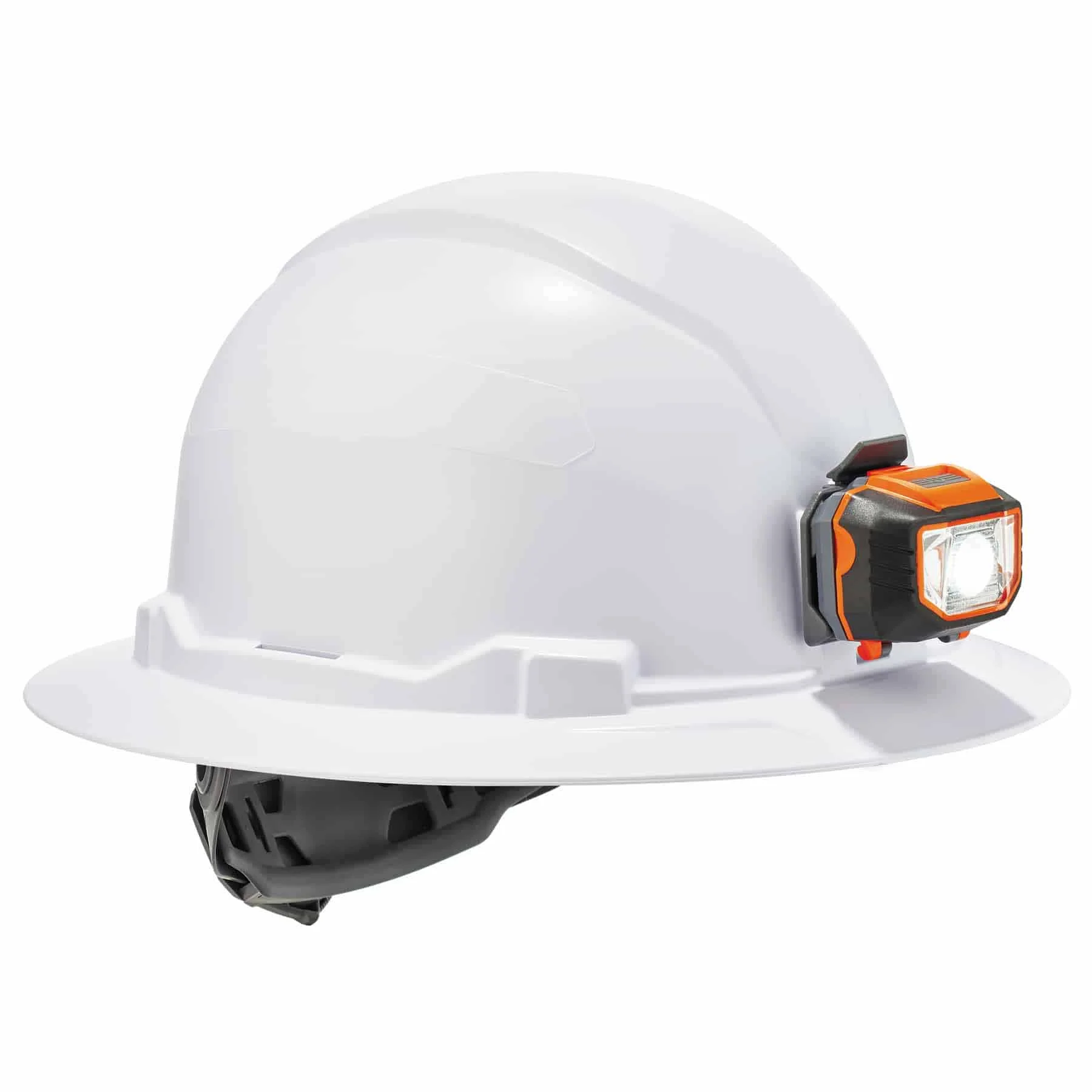 Ergodyne 60152 8971LED  White Class E Hard Hat Full Brim + LED Light - Moutools