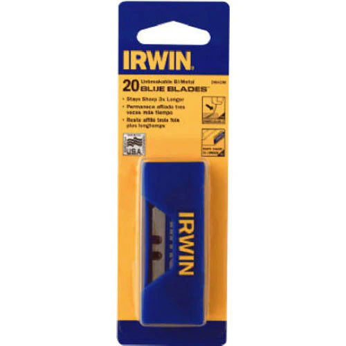 Irwin 2084200 Bi-Metal Blue Blade Utility Blade, 20 Pack - Moutools