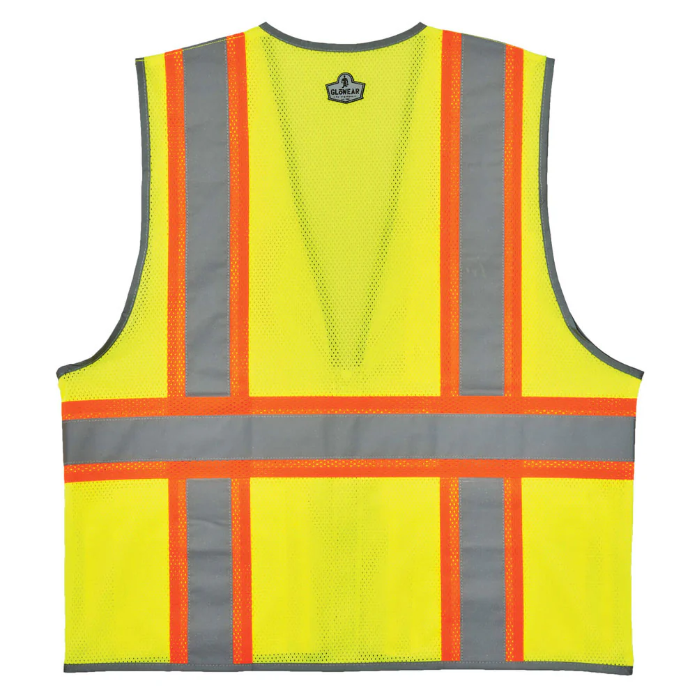 Ergodyne 24147 GloWear 8246Z Type R Class 2 Two-Tone Mesh Vest Reflective Banding, 2XL/3XL, HV Lime - Moutools