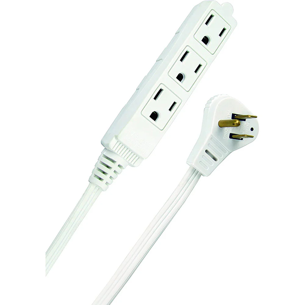 SlimLine 2232 Angled Flat Plug Extension Cord, Space Saving Flat Design, 3 Grounded Outlets, 13 - Moutools