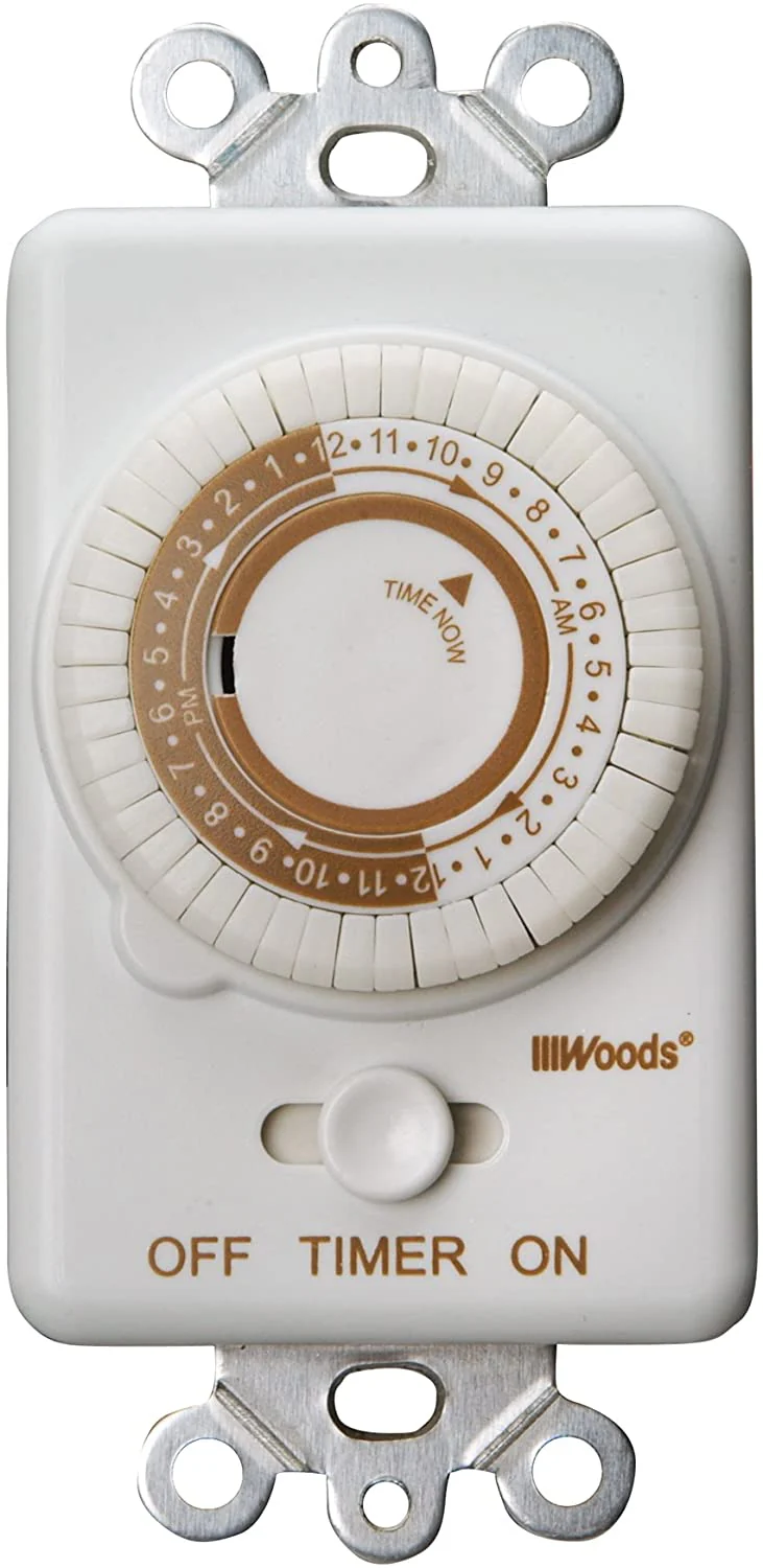 Woods 59745 59745WD 24-Hour Mechanical Converts A Wall Light Switch to Timer (White) - Moutools