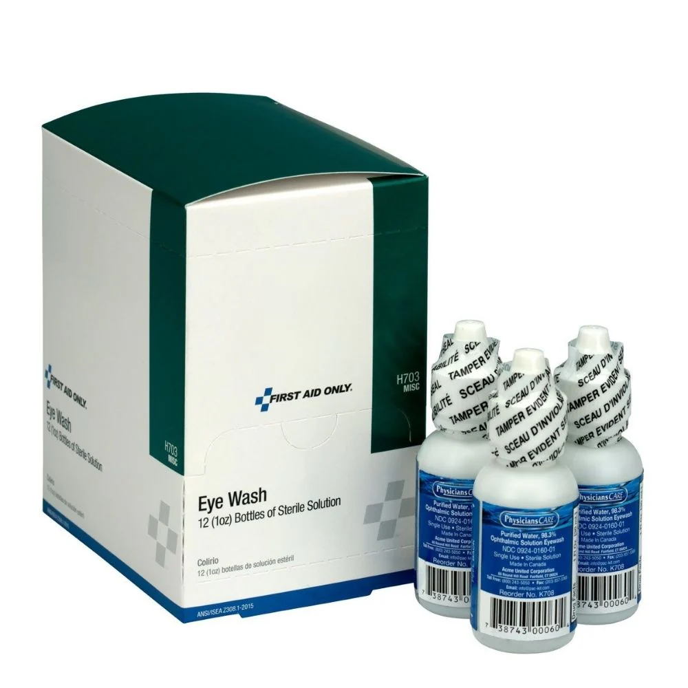First Aid Only H703 Eyewash Bottle, Screw Cap, 1 oz., 12/box - Moutools