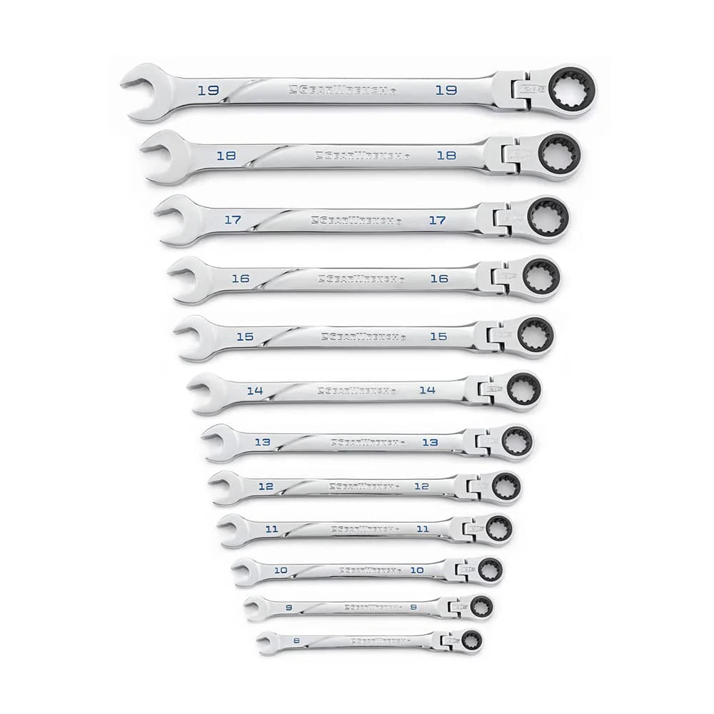GearWrench 86229 12 Pc. 120XP Universal Spline XL Flex Head Ratcheting Combination Metric Wrench Set - Moutools