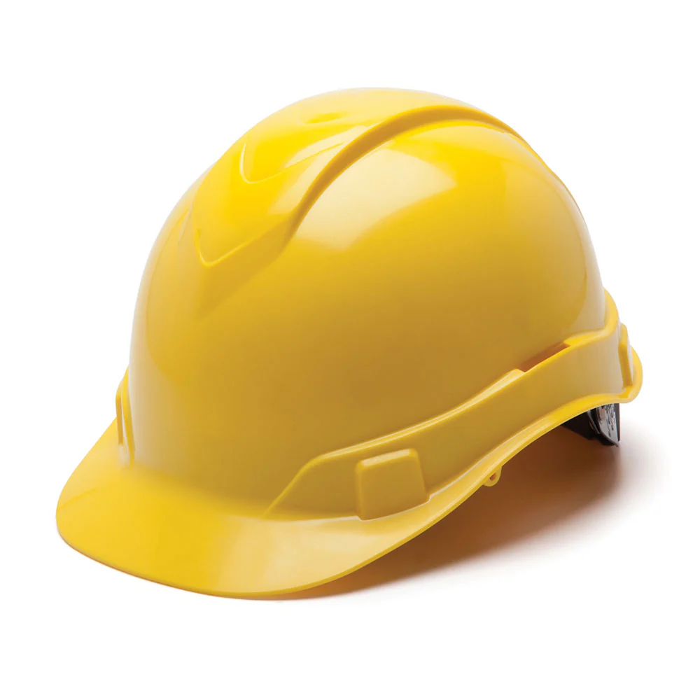 Pyramex HP44130 Ridgeline Hard Hat, Yellow Cap Style 4 Pt Ratchet Suspension - Moutools