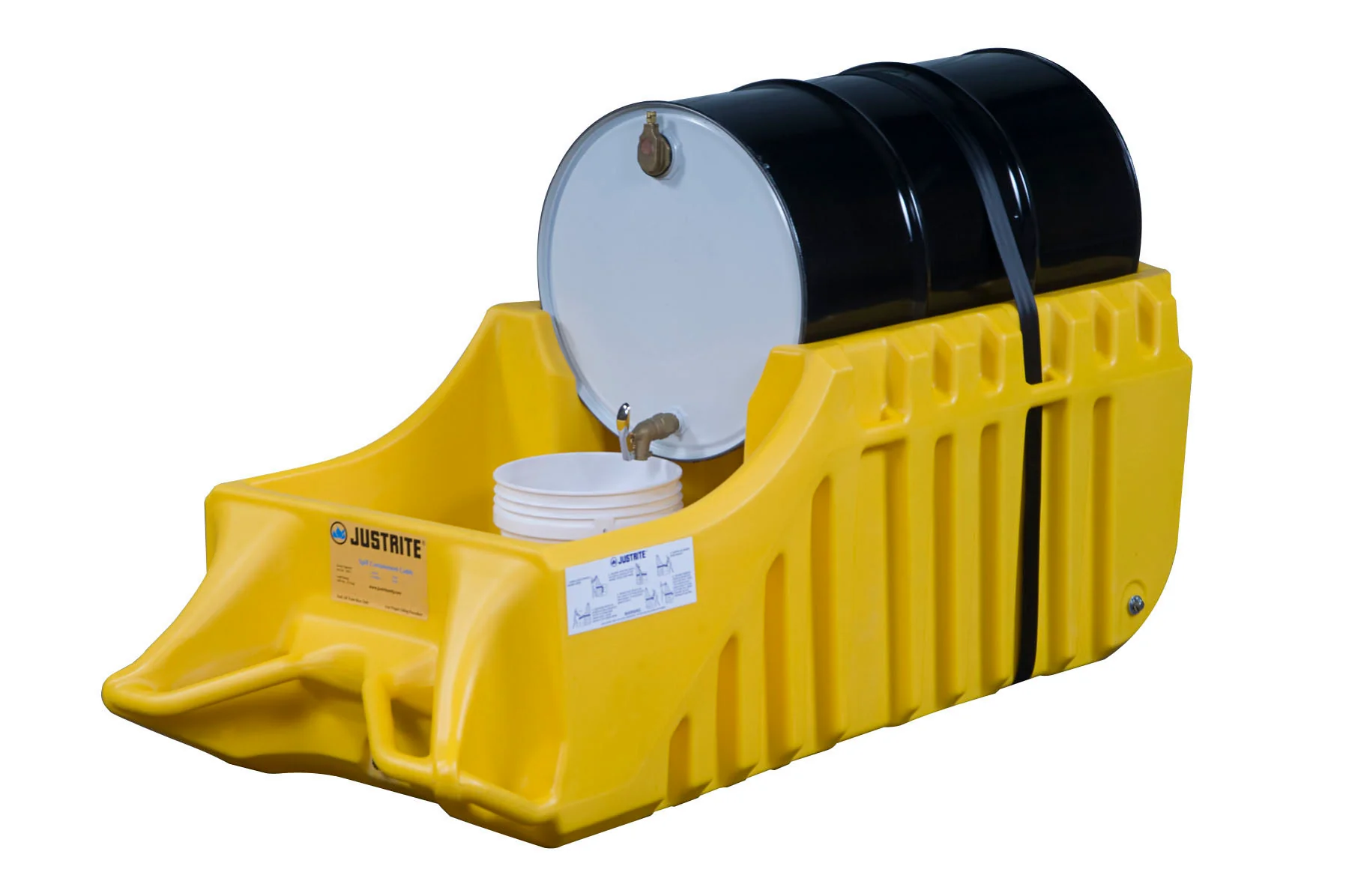 Justrite 28664 Indoor/Outdoor Spill Containment Caddy - Yellow - Moutools