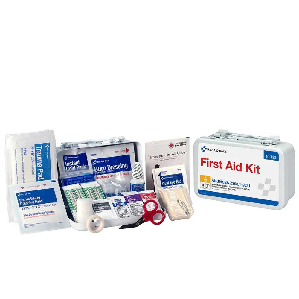 First Aid Only 91323 10 Person ANSI A Metal First Aid Kit, ANSI 2021 Compliant - Moutools