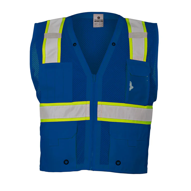 ML Kishigo B102-2X-3X 2X-3X Blue Enhanced Visibility Multi Pocket Mesh Vest - Moutools