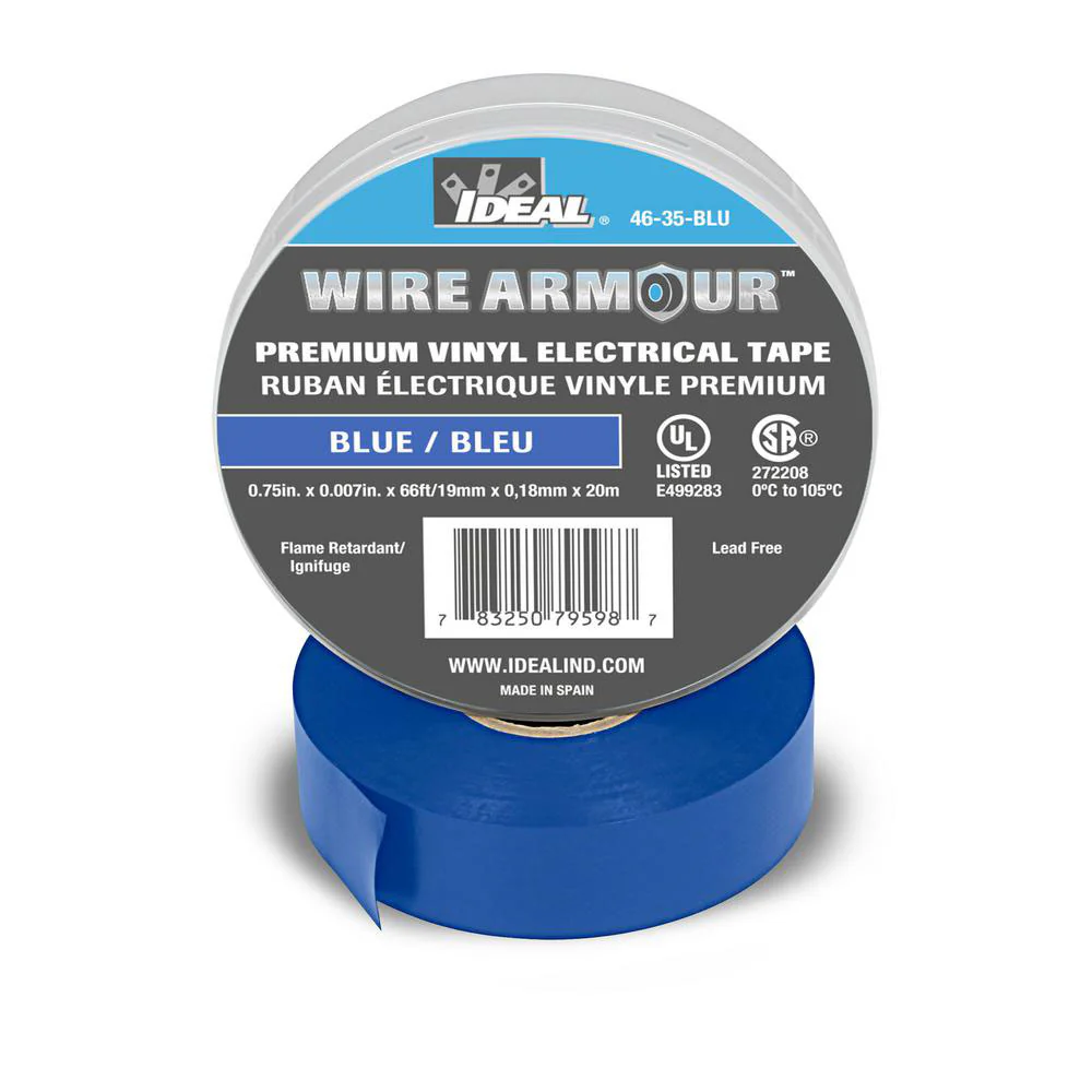 IDEAL Industries 46-35-BLU Wire Armour Color Coding Electrical Tape, 7 Mil, Blue - Moutools