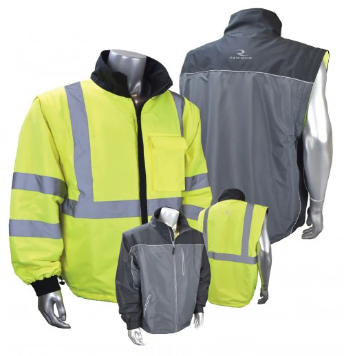 Radians SJ07-3ZGS-S Small Hi-Viz/Grey Reversible Windbreaker with Zip-Off Sleeves - Moutools
