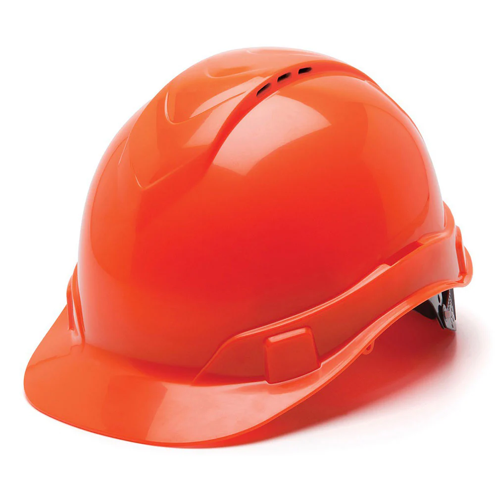 Pyramex HP44141V Ridgeline Cap Vented Hard Hat 4 Pt Ratchet Suspension Hi Vis Orange - Moutools