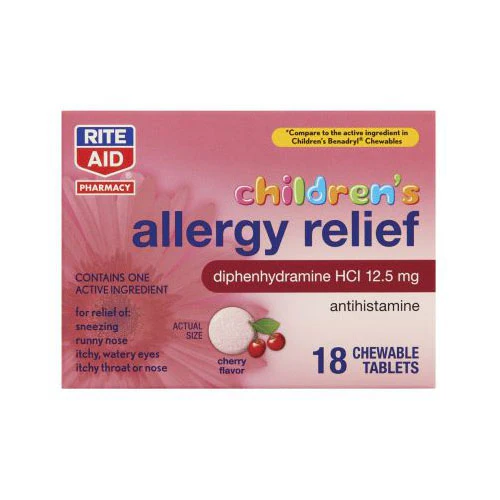 Zoll 8911-000150-01 Allergy Relief Chewable Tablets, Cherry, 12.5mg - 18 ct - Moutools
